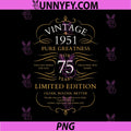 Vintage 1951 75th PNG, Birthday 75 Years Old PNG