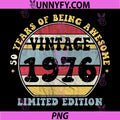 Vintage 1976 50th Birthday PNG, Retro 50 Years Old PNG