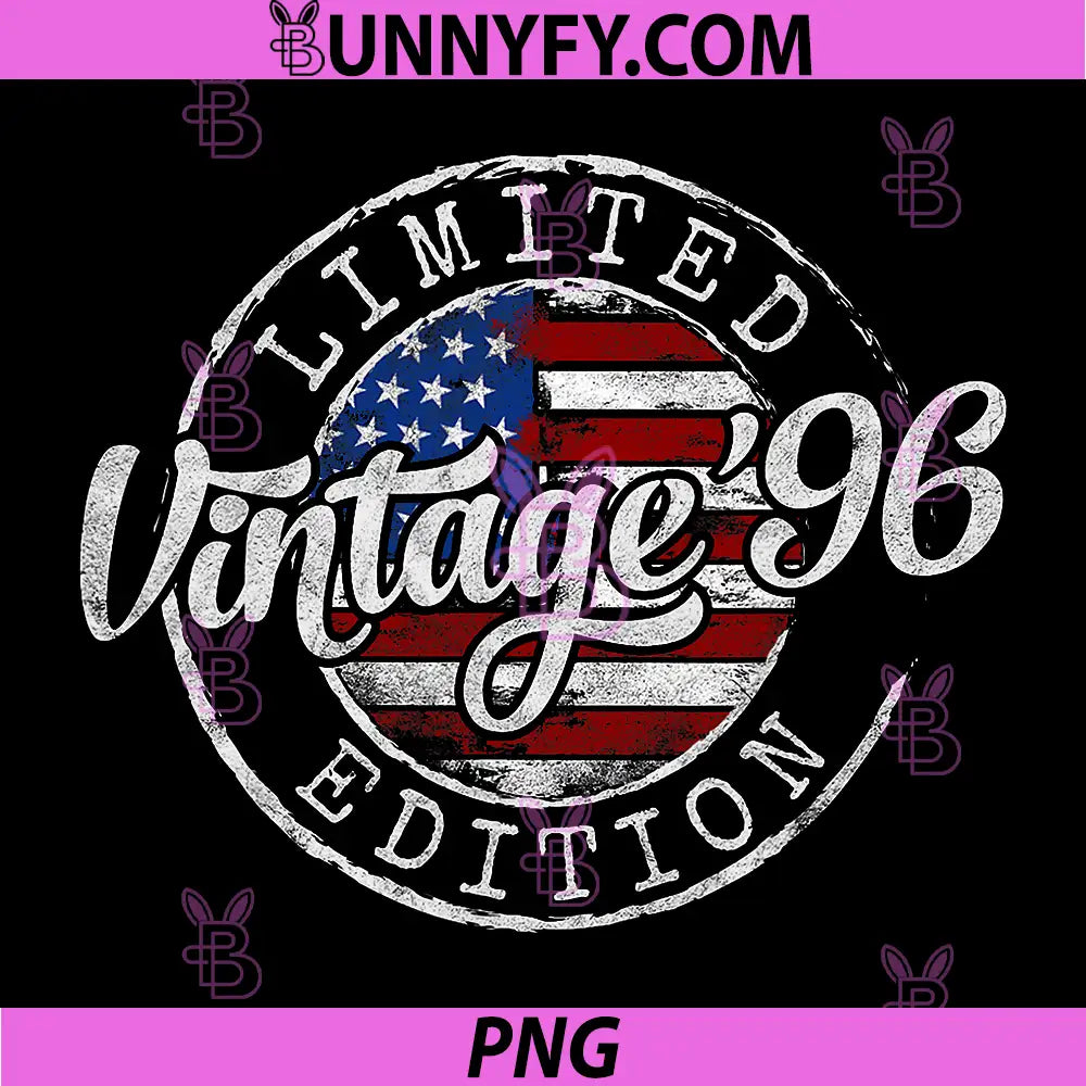Limited Vintage 96 Stamp Design PNG, American Flag Birthday PNG