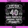 Vintage 40 Years PNG, Ago 40th Birthday PNG