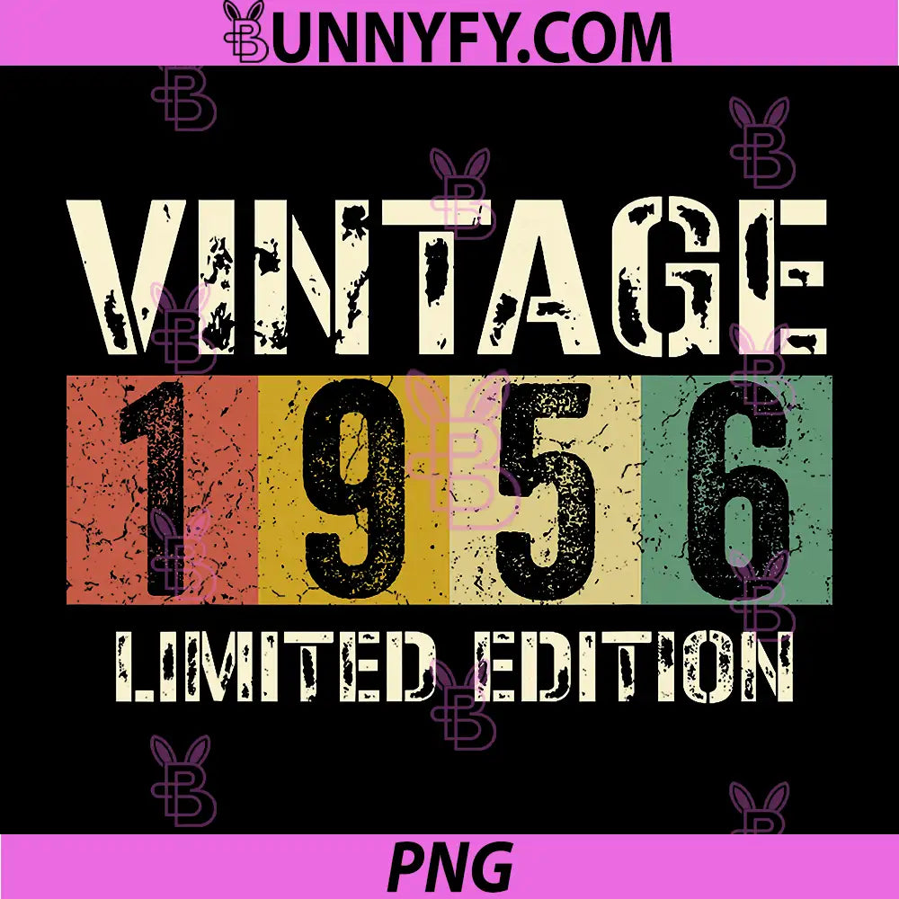 Vintage 70 Birthday PNG, Decorations 70yr 1956 PNG