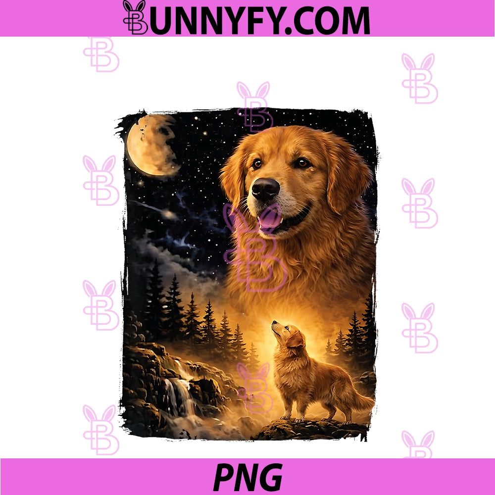 Vintage 90s Golden PNG, Retriever Howling At The Moon Dog Lover PNG