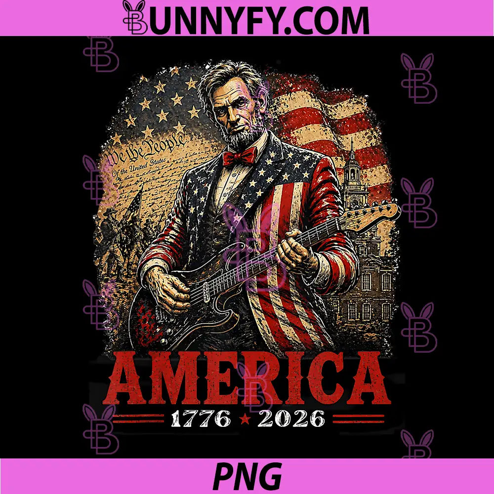 Vintage Abraham PNG, Abe Lincoln Guitar 250 America PNG
