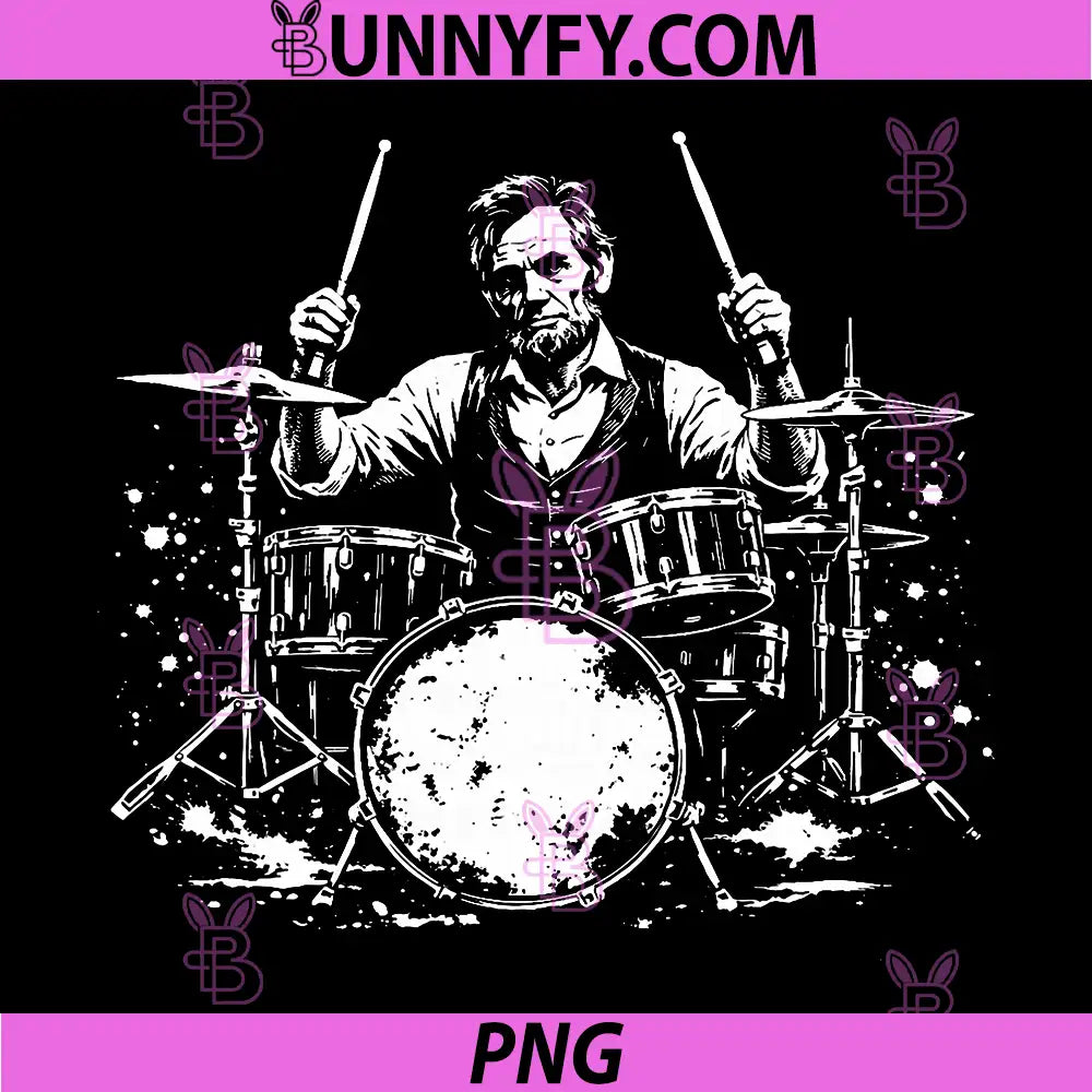 Vintage Abraham Lincoln PNG, Abe Lincoln Playing Drums Drummer PNG