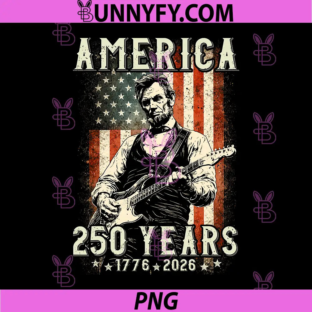 Vintage Abraham Lincoln PNG, Abe Lincoln Playing Guitar 250 Years PNG