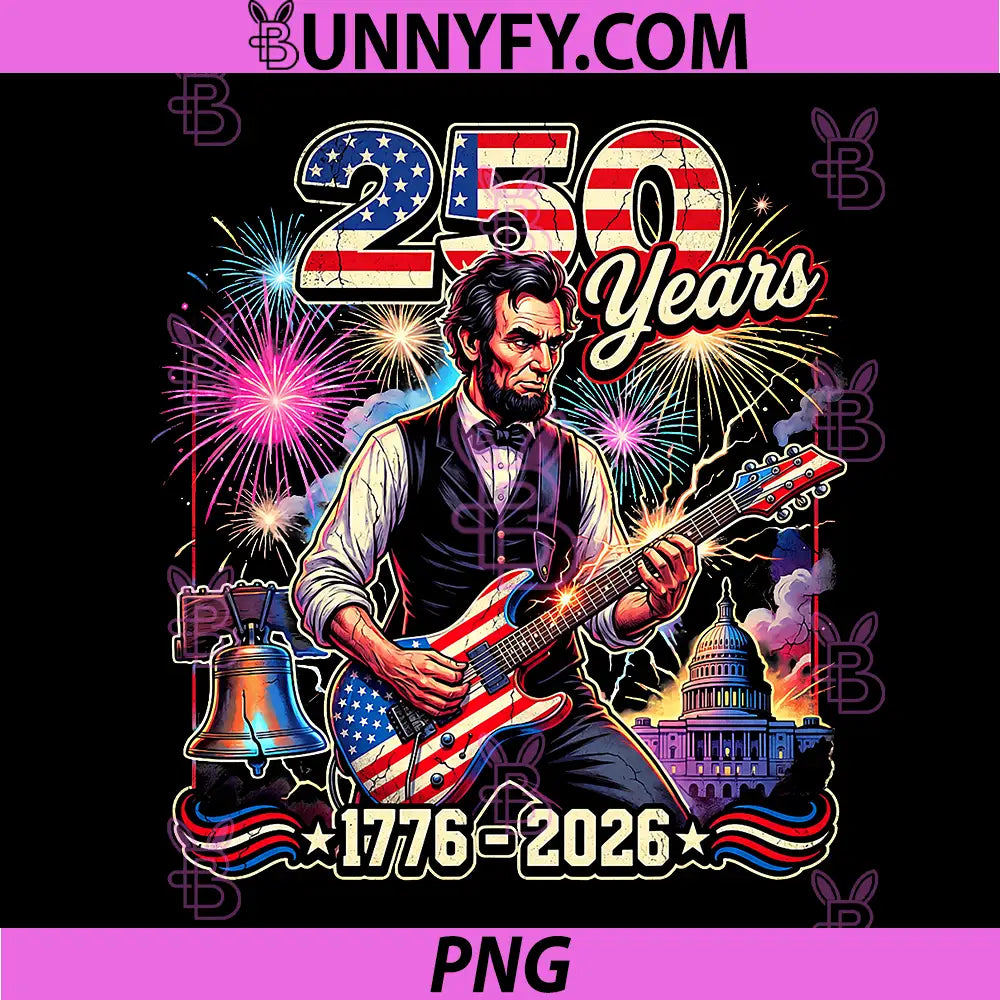 Vintage Abraham Lincoln PNG, Abe Lincoln Playing Guitar 250 Years PNG