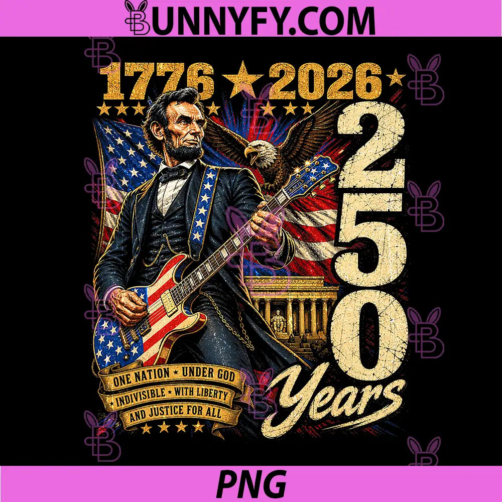 Vintage Abraham Lincoln PNG, Abe Lincoln Playing Guitar 250 Years PNG