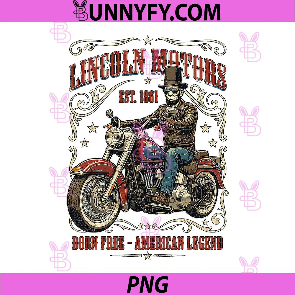 Vintage Abraham Lincoln PNG, Abe Lincoln Riding Motorcycle PNG
