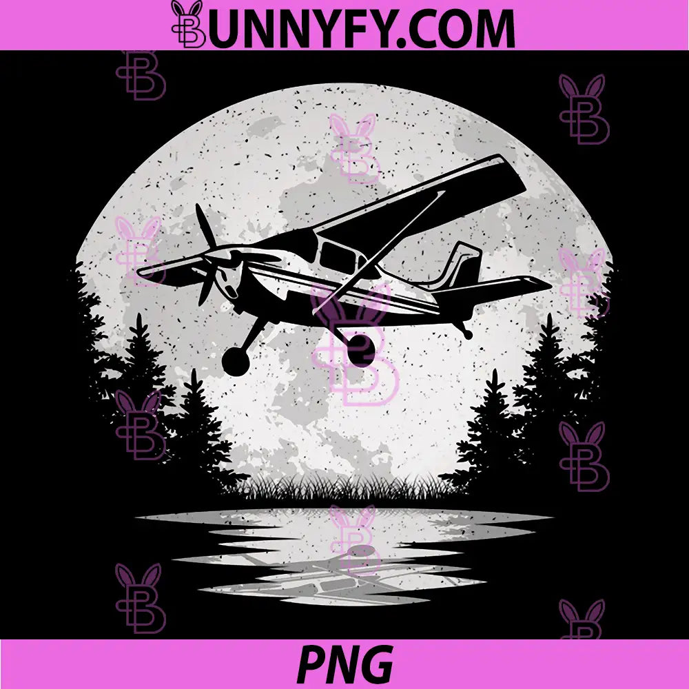 Vintage Airplane Moon Fly PNG, Plane Aviator Aviation Pilot PNG