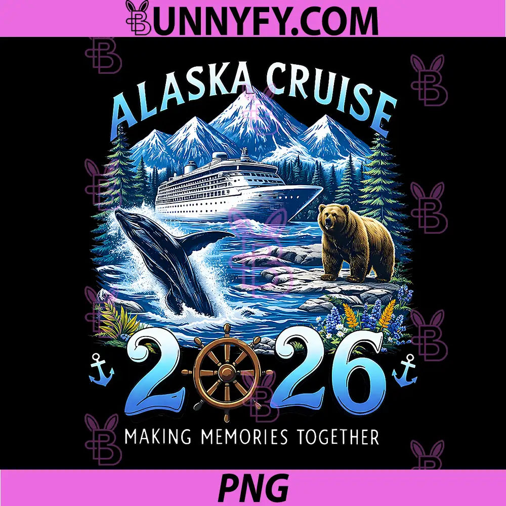 Vintage Alaska Cruise 2026 PNG, Cruise Group Family Vacation PNG