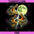 Three Alligator Moon Lightning PNG, Vintage Crocodile Dark Art PNG