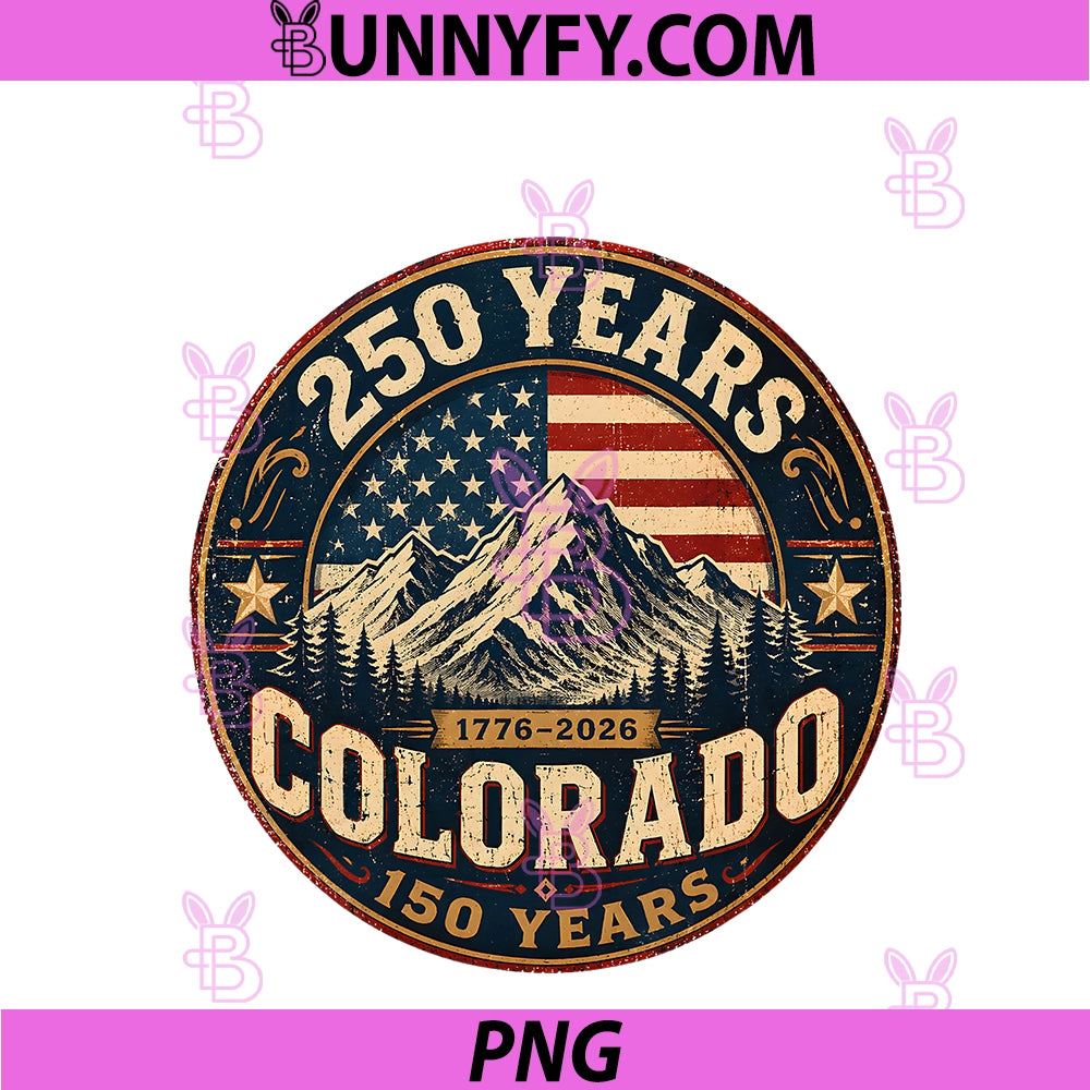 Vintage America 250 Colorado PNG, 150 Years American Flag PNG