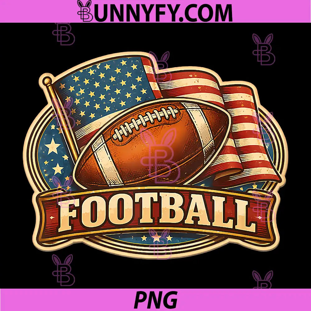 American Flag Football PNG, Lover Player Coach Fan Retro PNG