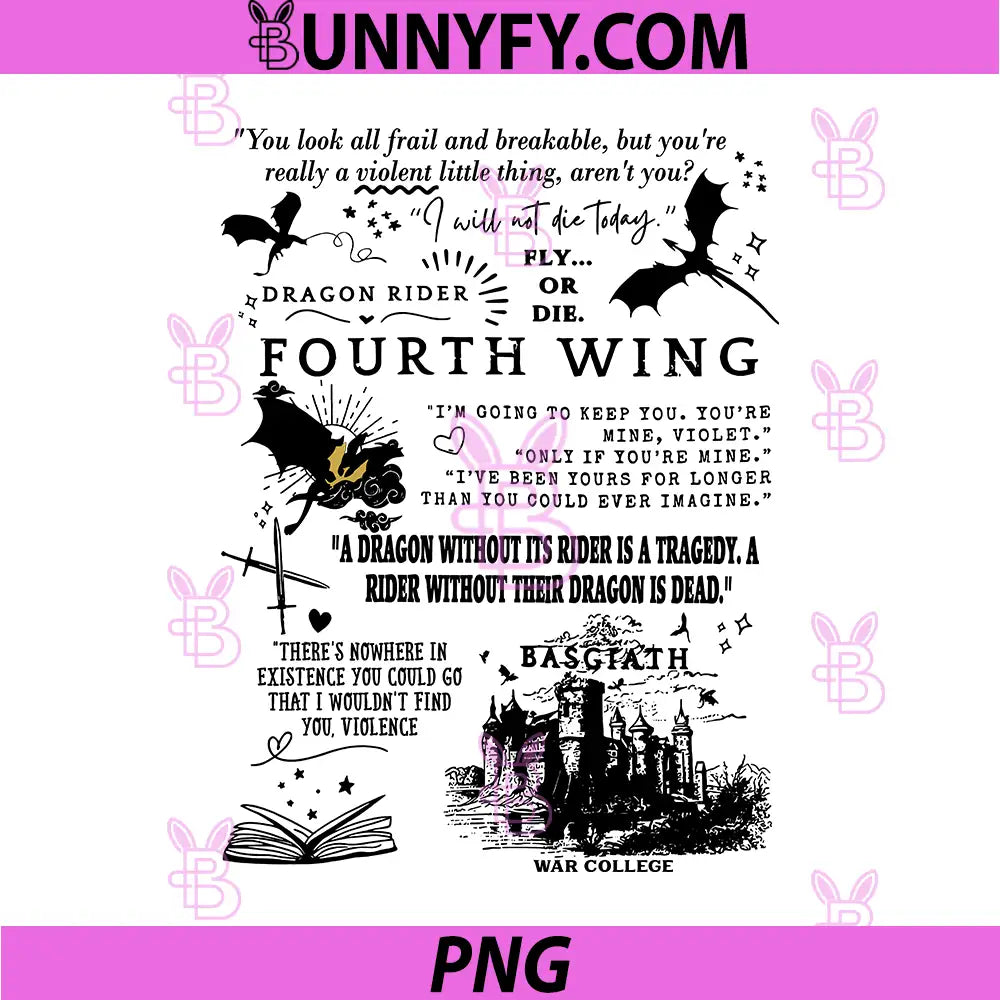 Dragon Rider Fourth Wing Quote Collage PNG, Basgiath War College Quotes PNG
