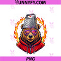 Vintage Bear PNG, With Cheese Grater Hat And Retro Sunglasses PNG