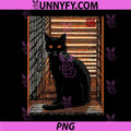 Black Cat Gothic Art PNG, Vintage Halloween Cat PNG