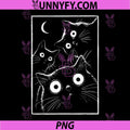 Vintage Black Cat Moon Illustration PNG, Spooky Cute Cat Night Art PNG