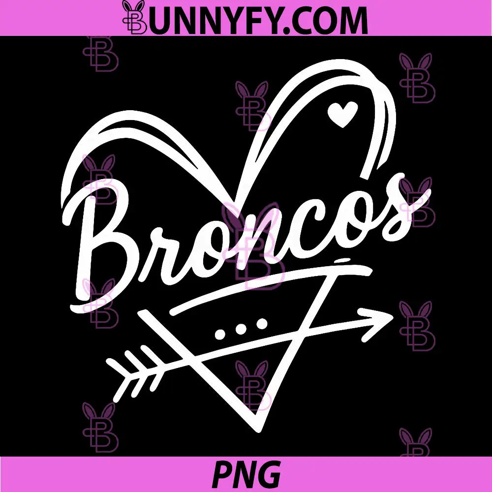 Vintage Broncos Heart Arrow PNG, Cute Football Love Gift Design PNG