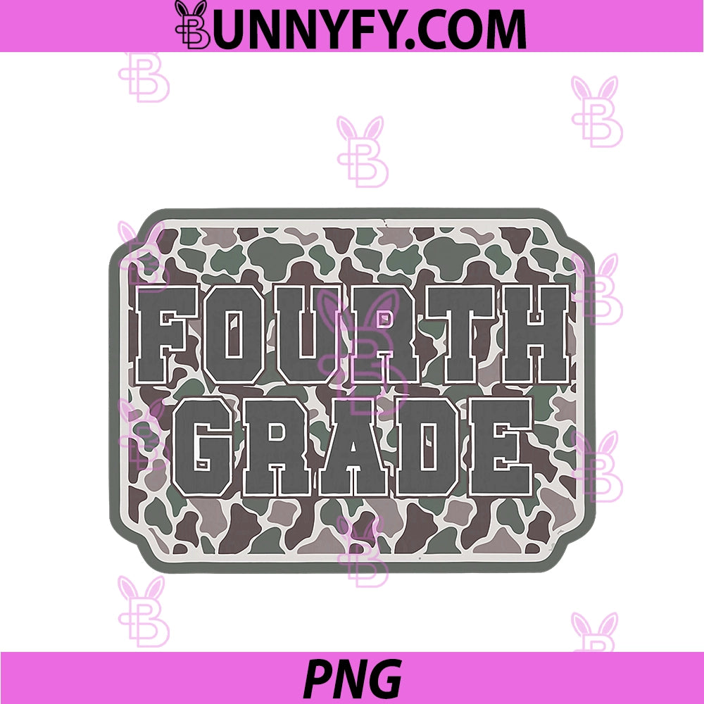 Vintage Camo Fourth Grade Back To School PNG, Teacher 4th Grade PNG