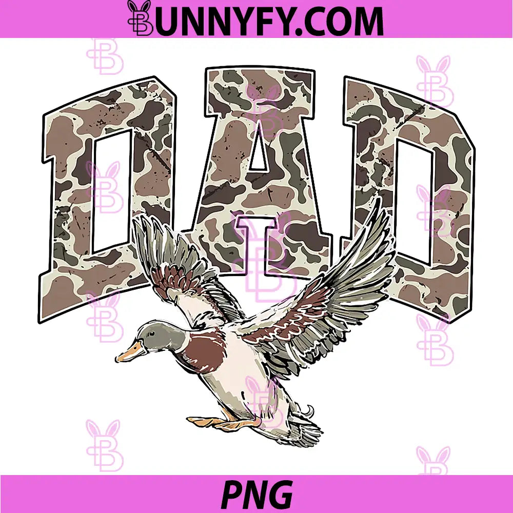 Vintage Camo Funny Mallard PNG, Duck Hunting Dad Fathers Day Cute PNG