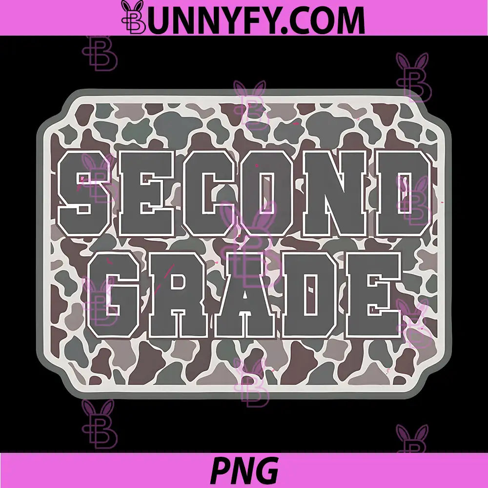 Vintage Camo Second Grade PNG, Back to School Teacher 2nd Grade PNG