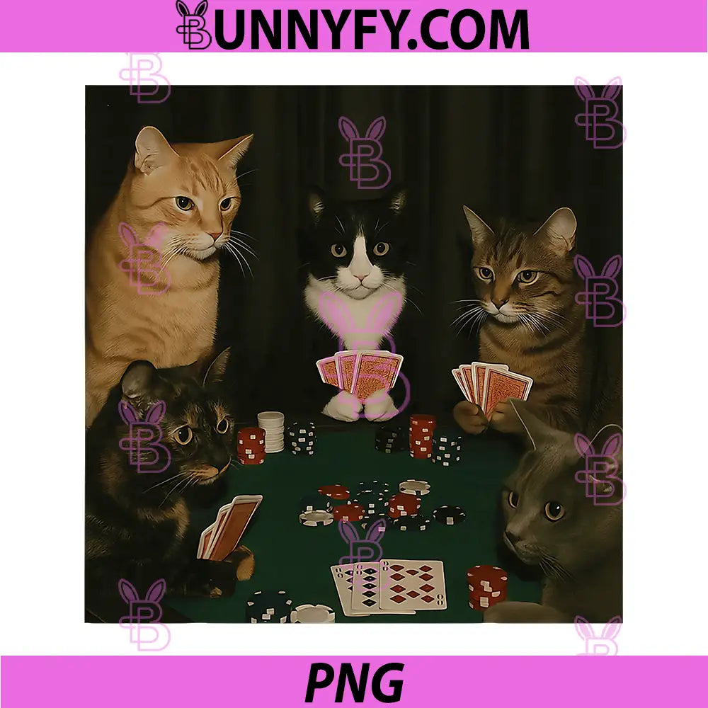 Vintage Cats Playing Poker PNG, Cat Playing Card Gambling Meme PNG
