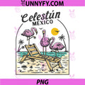 Celestun Mexico PNG, Retro Beach Pink Flamingos PNG