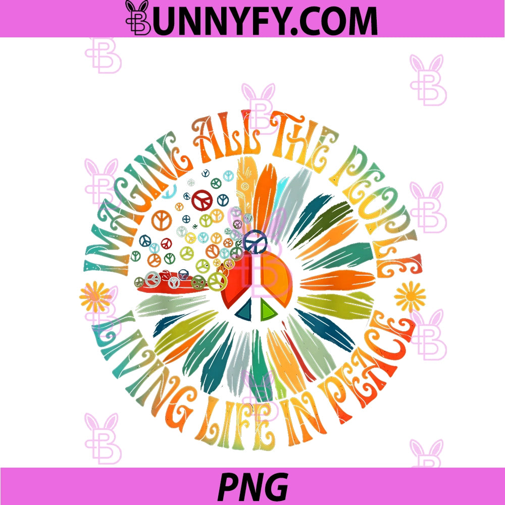 Vintage Classic Imagine Hippie People PNG, Living Life In Peace PNG
