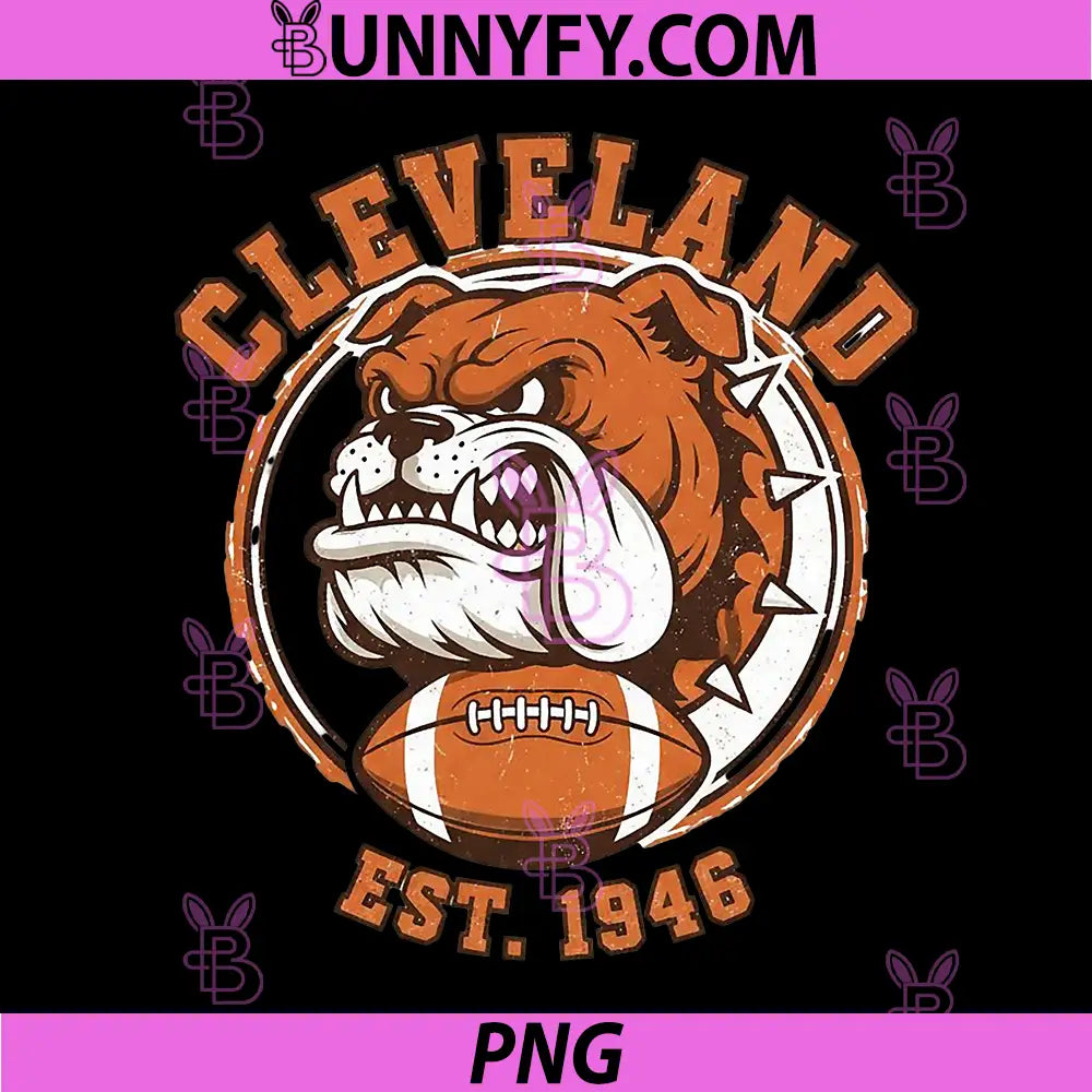 Vintage Cleveland PNG, Football Dog Design PNG
