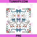 Vintage Country Geese And Flowers Bows PNG, 80s 90s Style Goose PNG