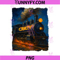 Vintage Crazy On A Train Painting PNG, Steam Locomotive Art PNG