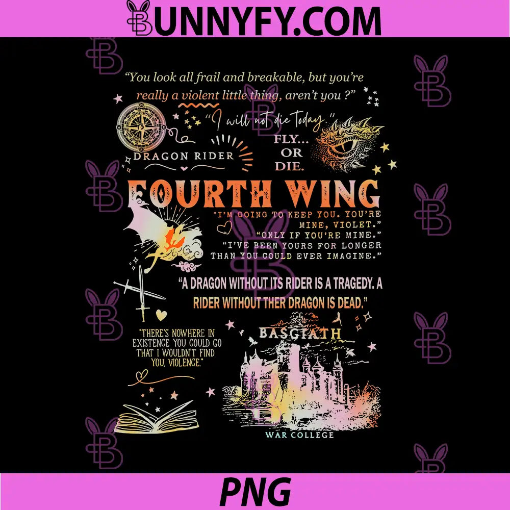 Fourth Wing Dragon Rider Typography Art PNG, Fantasy Book Quote PNG