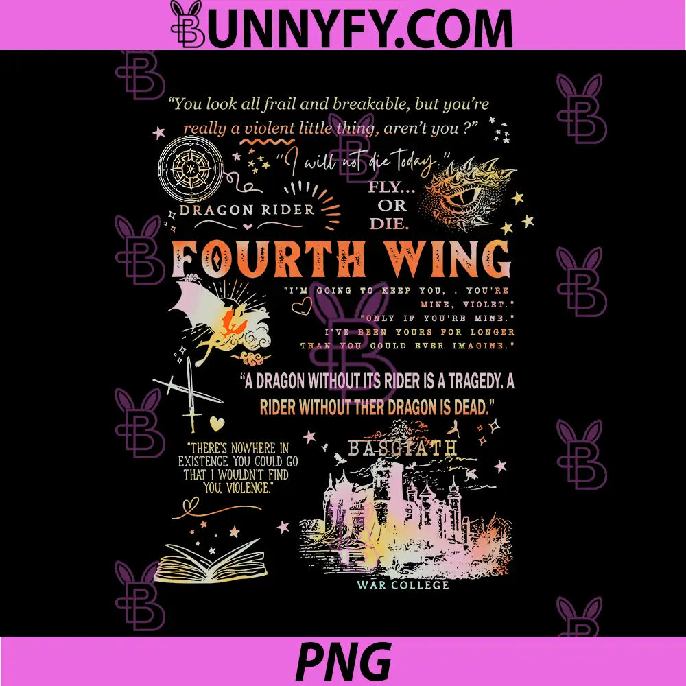 Fourth Wing Quote Collage Dragon Rider Art PNG, Basgiath College PNG