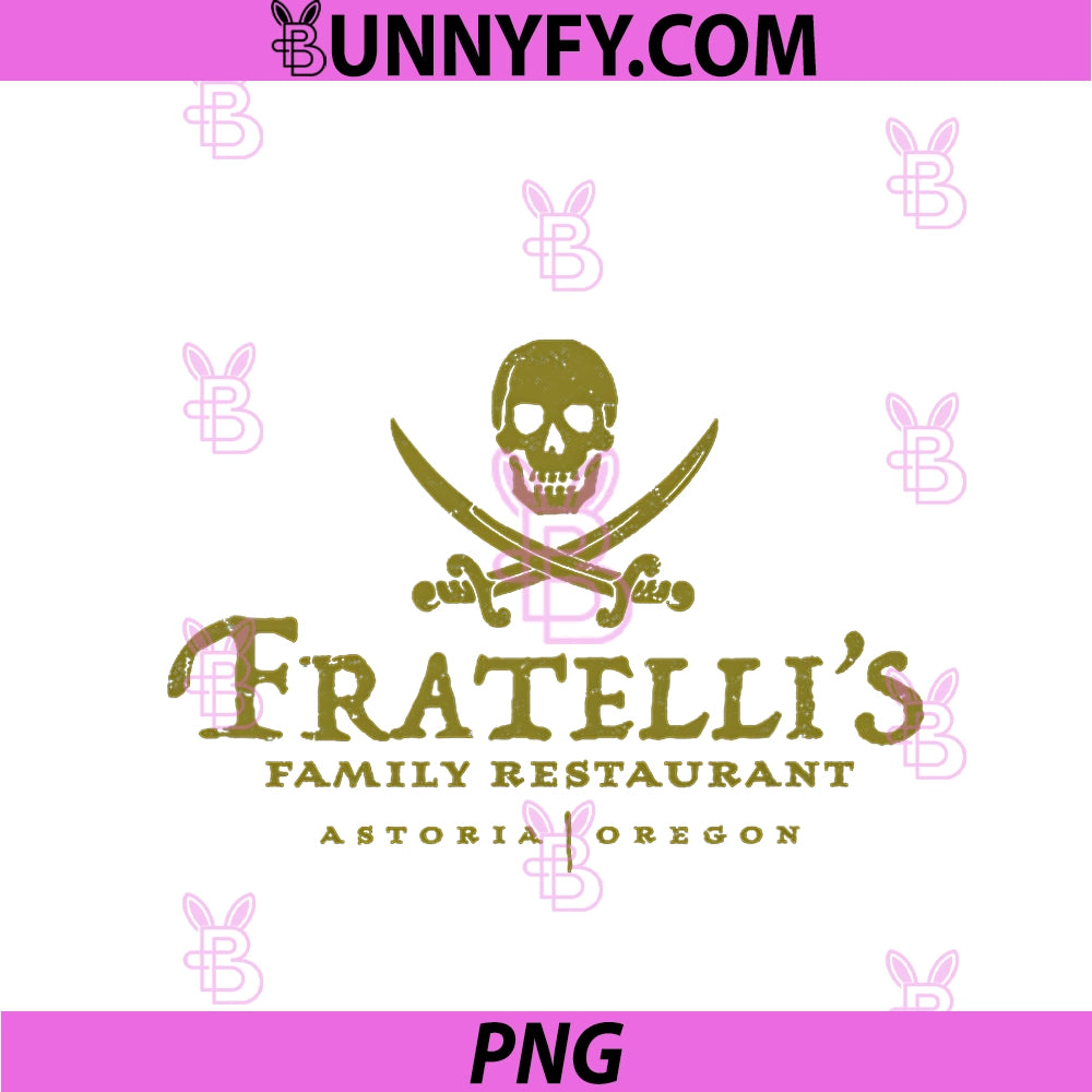 Vintage Fratelli's PNG, Family Restaurant 80s Movies Skull PNG