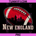 New England Football Vintage City Skyline Graphic PNG, Retro New England Football Fan Design PNG