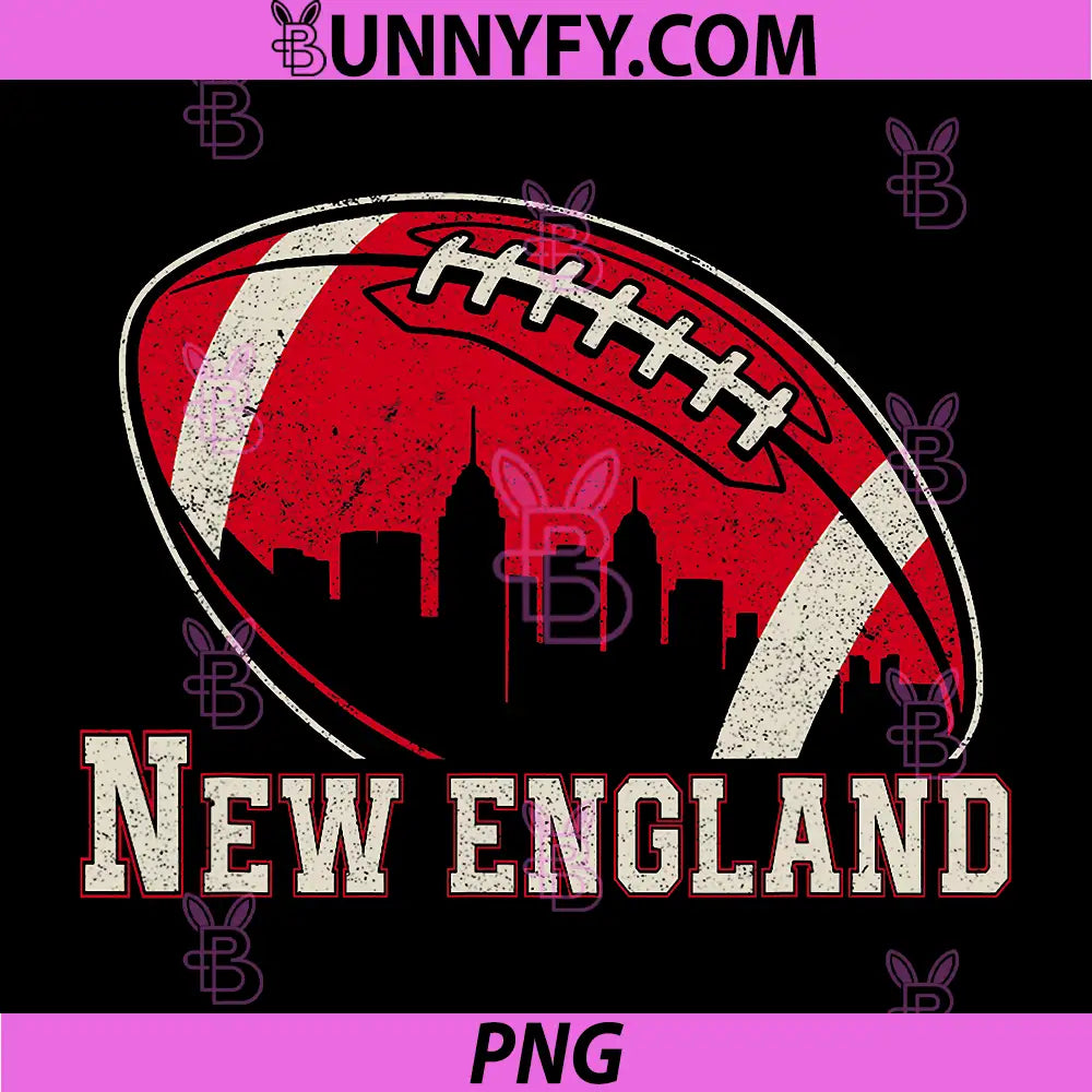 New England Football Vintage City Skyline Graphic PNG, Retro New England Football Fan Design PNG