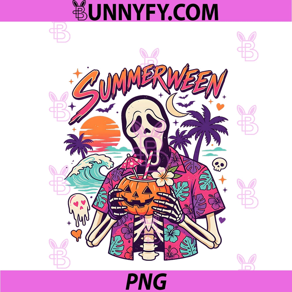 Vintage Funny Spooky Ghost Beach PNG, Summer Vacation Summerween PNG