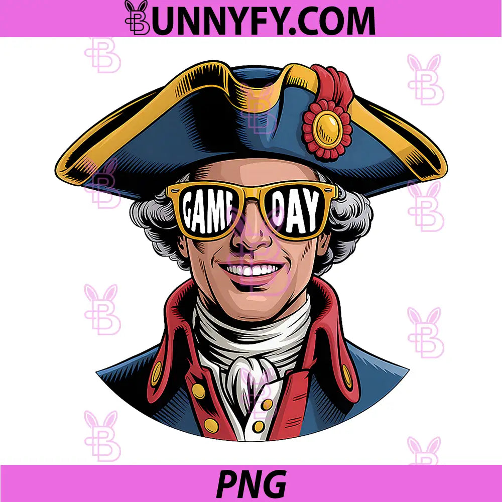 Vintage Game Day Patriot PNG, Colonial Style Sunglasses Art PNG