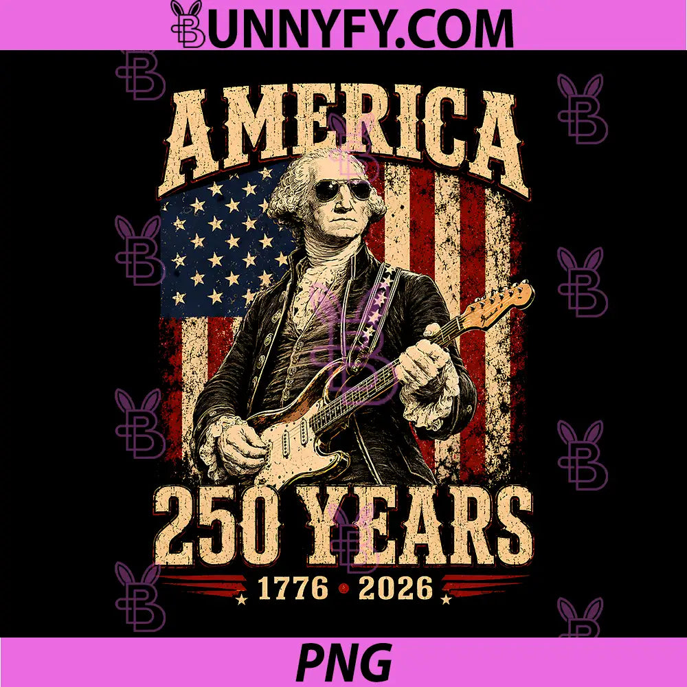 Vintage George Washington Playing Guitar 250 Years PNG