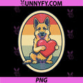 German Shepherd With Heart Illustration PNG, Vintage Dog Design PNG