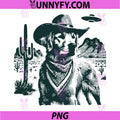 Golden Retriever Cowboy Hat Art PNG, Western Dog UFO Illustration PNG