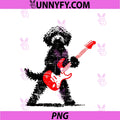 Vintage Goldendoodle Rock Playing Guitar PNG, Funny Dog Music PNG
