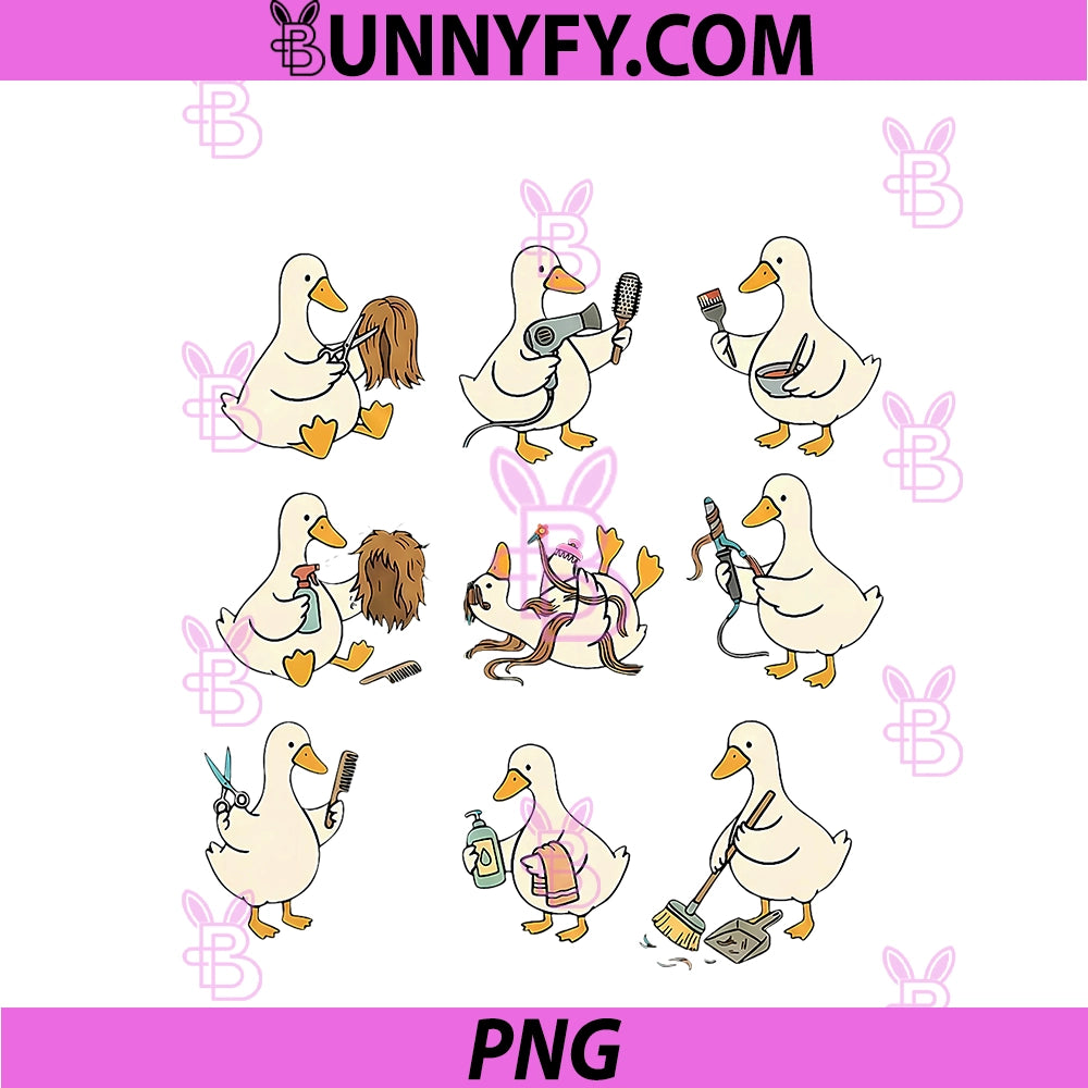Vintage Hair Stylist Silly Goose PNG, Cosmetology Hairdresser PNG