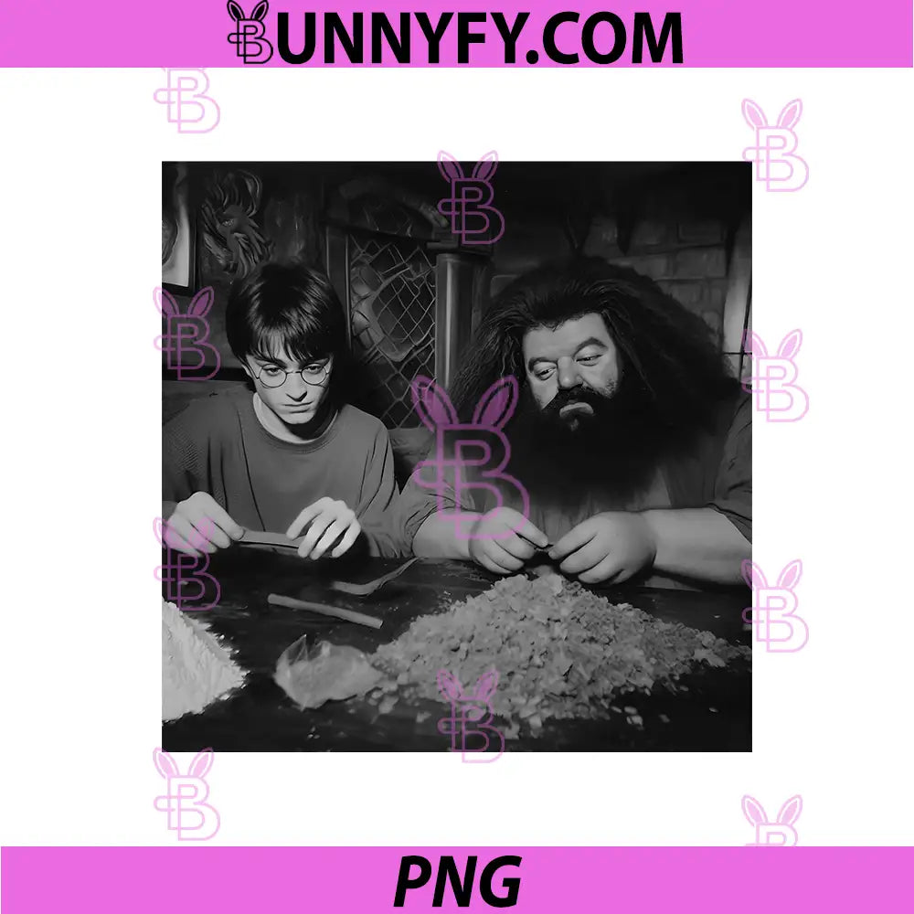 Harry Potter Rolling Herbs At Table PNG, Hagrid Smoking And Preparing Herbs PNG