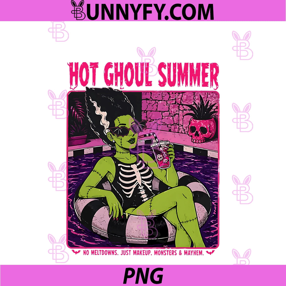 Vintage Hot Ghoul Summer PNG, Halloween Beach Summerween Cocktail PNG