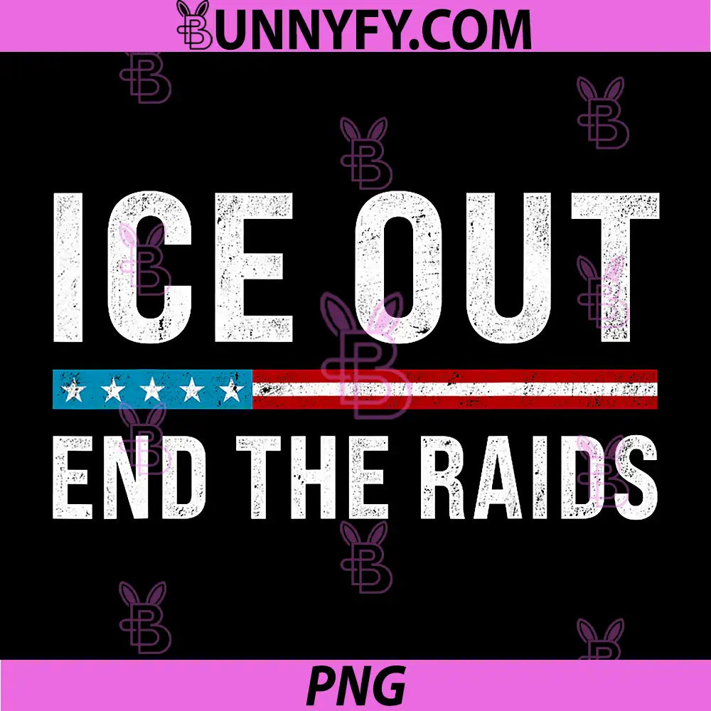 ICE Out End The Raids PNG, US Flag Distressed PNG