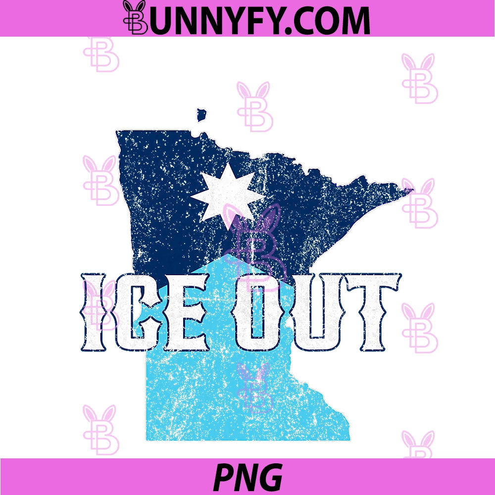Vintage Ice Out PNG, Of MN Minnesota Flag And Map Distressed PNG