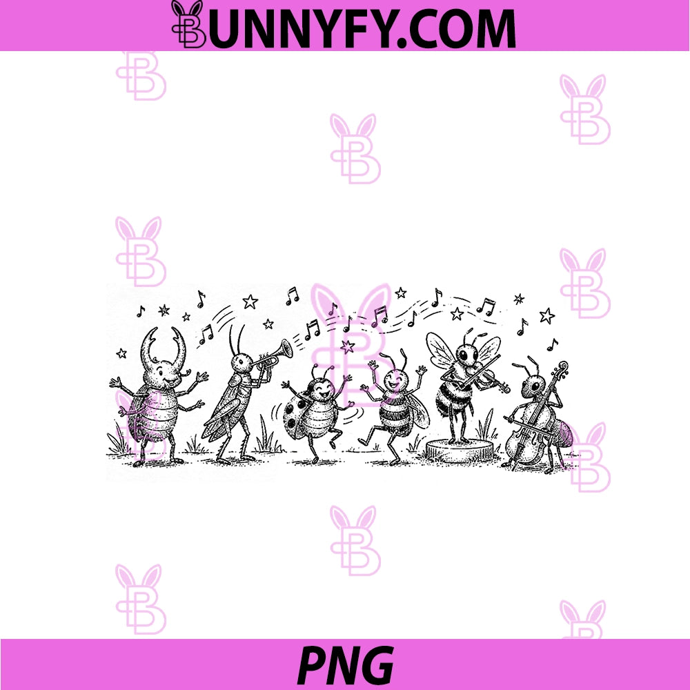 Vintage Insect Band Entomology Bug Music PNG, Retro Graphic Art PNG