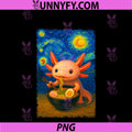 Vintage Japanese Axolotl PNG, Kawaii Ramen Stars And Starry Sky PNG