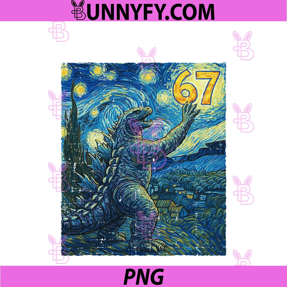 Vintage Japanese Monster Kaiju PNG, 67 Six Seven Van Gogh PNG
